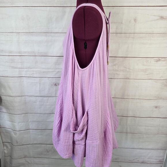 Free People Tunic Top Womens Small Purple Cotton Boho Sleeveless Pocket Flowy - Picture 2 of 11